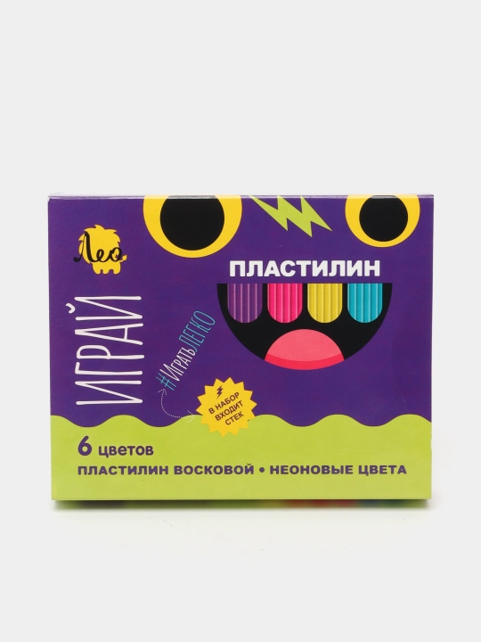 Plastilin Leo LPMCF-0106 "O'yna", mumli, neon ranglar, 72 g, 6 ta rang q0000017774 - 