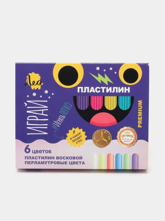 Пластилин Лео LPMCR-0106 "Играй", восковой, перламутровые цвета, 72 г, 6 цветов
