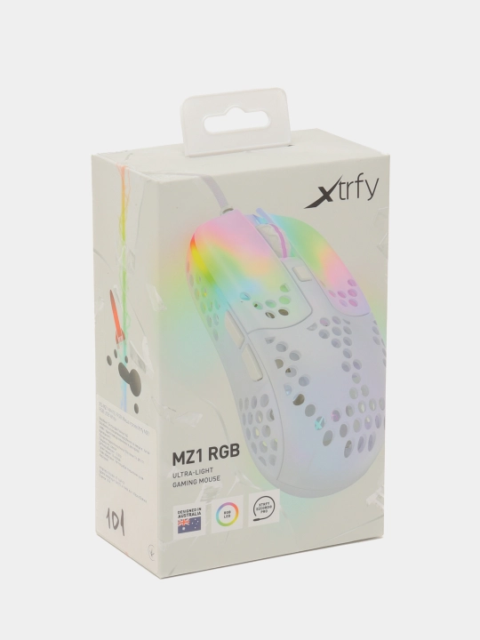Simli o'yin sichqonchasi Xtrfy MZ1 RGB USB, oq XG-MZ1-WHITE-RGB - 