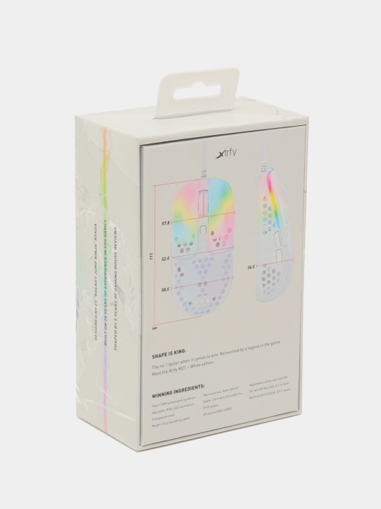 Simli o'yin sichqonchasi Xtrfy MZ1 RGB USB, oq XG-MZ1-WHITE-RGB