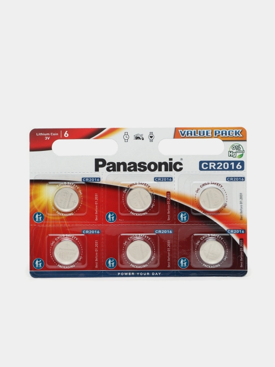 Lityum diskli batareyalar Panasonic CR2016, З V, 6 dona - 