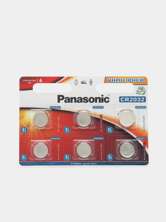 Lityum diskli batareykalar Panasonic CR2032, З V, 6 dona - 