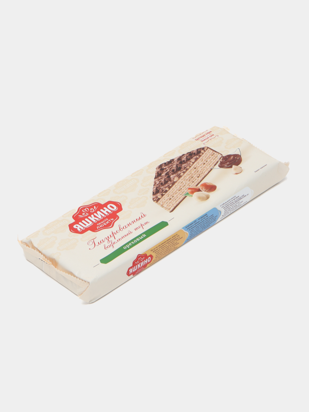 Yashkino yong'og'i sirlangan vafli tort, 250 g