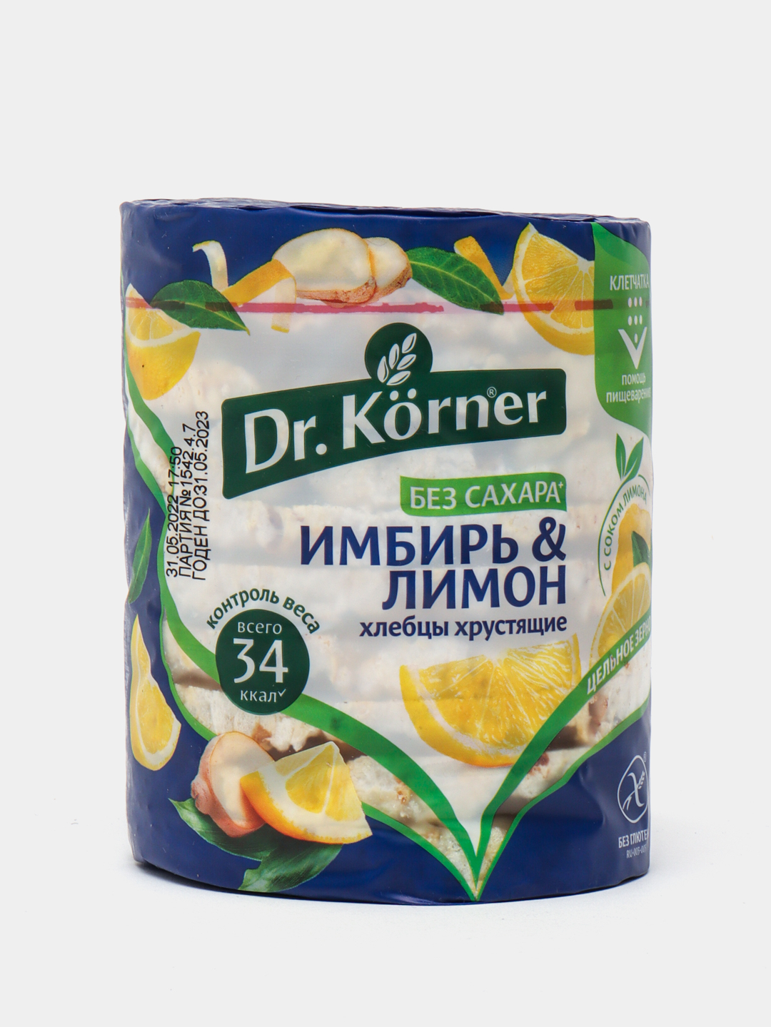 Хлебцы Dr.Korner имбирь и лимон кукурузно-рисовые, 100гр купить по ...