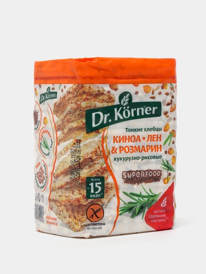 Хлебцы Dr.Korner, с киноа + льном и розмарином, 100 г — FOODST-P00B834