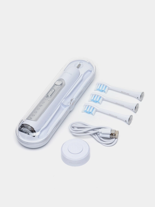 Revyline RL 010 White elektr tish cho‘tkasi, 5 ta rejimli, 3 ta nasadkali, IPX7