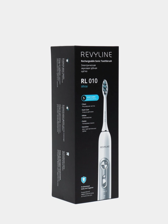 Revyline RL 010 White elektr tish cho‘tkasi, 5 ta rejimli, 3 ta nasadkali, IPX7