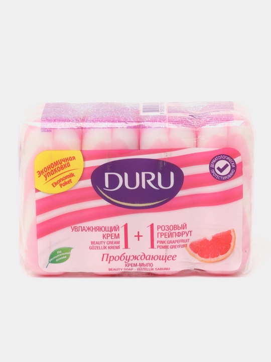Мыло-крем Duru, увлажняющий крем и розовый грейпфрут, 1 + 1, 80 гр * 4 шт - 