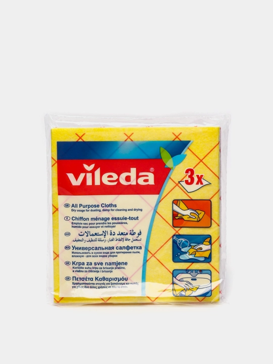 Набор, универсальных, салфеток Vileda Allpurpose Cloth,3 шт, для уборки дома
