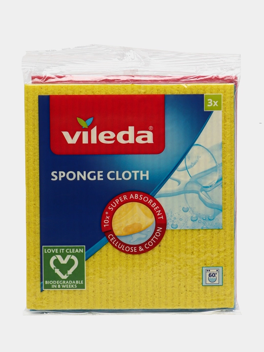 Салфетки для уборки Vileda, 3 шт, влаговпитывающие, многоразовые, для кухни, для ванной