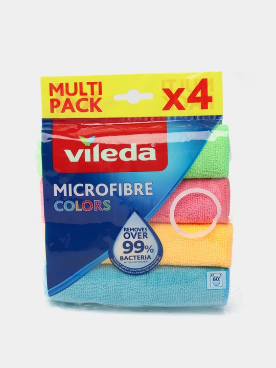 Набор салфеток Vileda Microfibre Colors, 4 шт, из микрофибры, для уборки