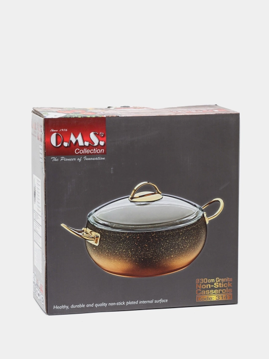 Kastryulka granit qoplamalik mis, O.M.S 30 sm 7.5 litr