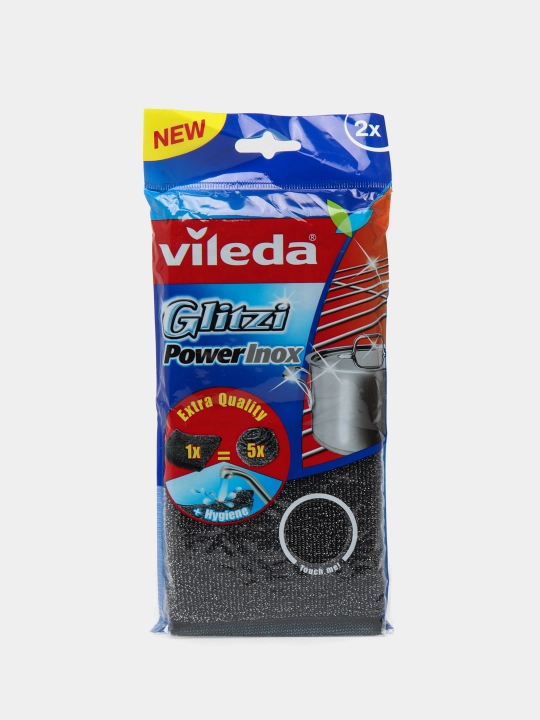 Губка для чистки Vileda Inox Power Pad, металлическая, для пригоревшей посуды