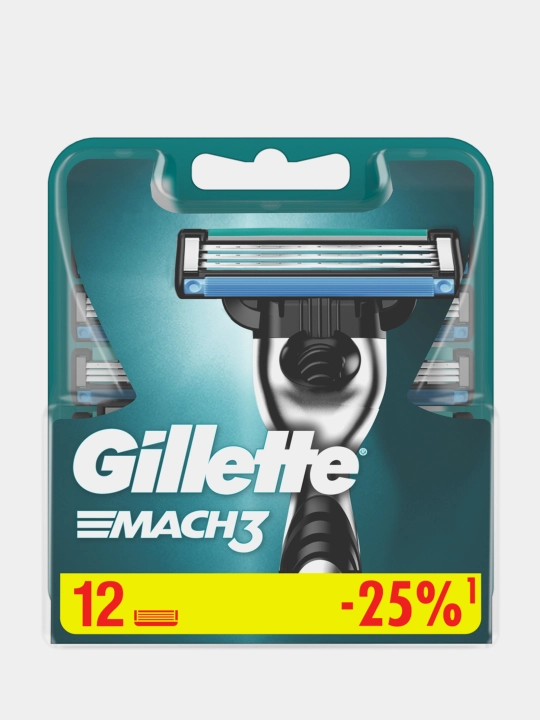 Сменные кассеты Gillette Mach3 для бритвы, с 3 лезвиями, прочнее, чем сталь, для точного бритья, 12 шт