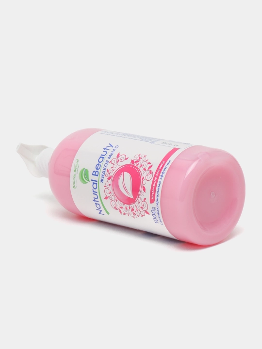 Мыло жидкое Natural Beauty розовое с антибактериальным эффектом, 1000 г