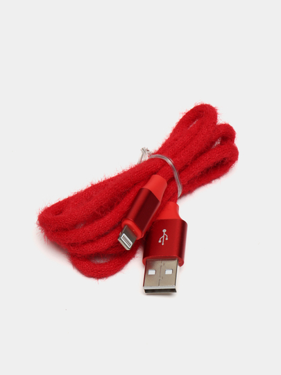 Кабель 2Е Cable Fur USB 2.4 to Lightning Cable Red 1m - 