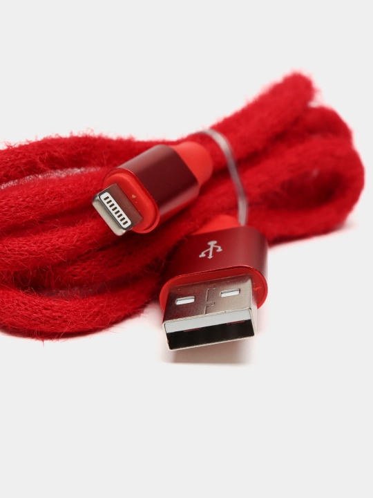 Кабель 2Е Cable Fur USB 2.4 to Lightning Cable Red 1m