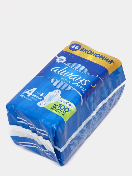 Always Ultra kunduzgi va tungi gigiyenik prokladkalar, o‘lchami 4, 26 dona