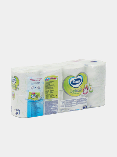 Tualet qog'ozi ZEWA Deluxe 3 qatlamli, 8 rulonli, romashka