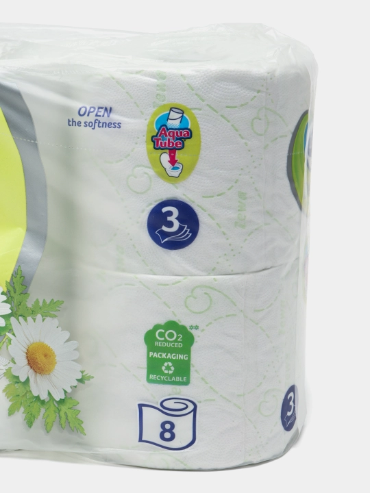 Tualet qog'ozi ZEWA Deluxe 3 qatlamli, 8 rulonli, romashka