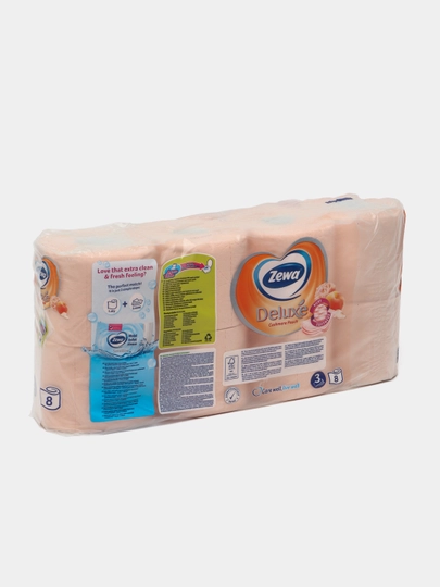 Туалетная бумага Zewa Deluxe, 3 слоя, 8 рулонов, персик — NIVEA-ZW662