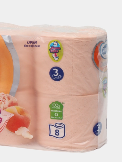 Туалетная бумага Zewa Deluxe, 3 слоя, 8 рулонов, персик — NIVEA-ZW662