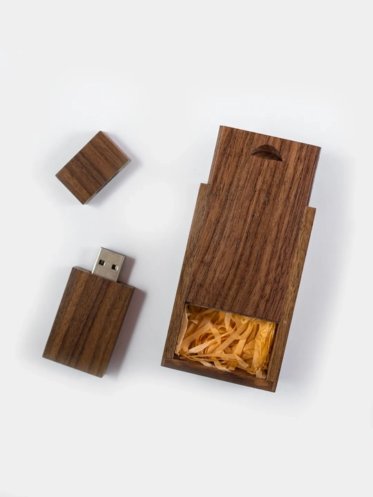 Yog'och korpusli flesh-karta USB 2.0 sovg'a qutisida, 8, 16, 32, 64 GB