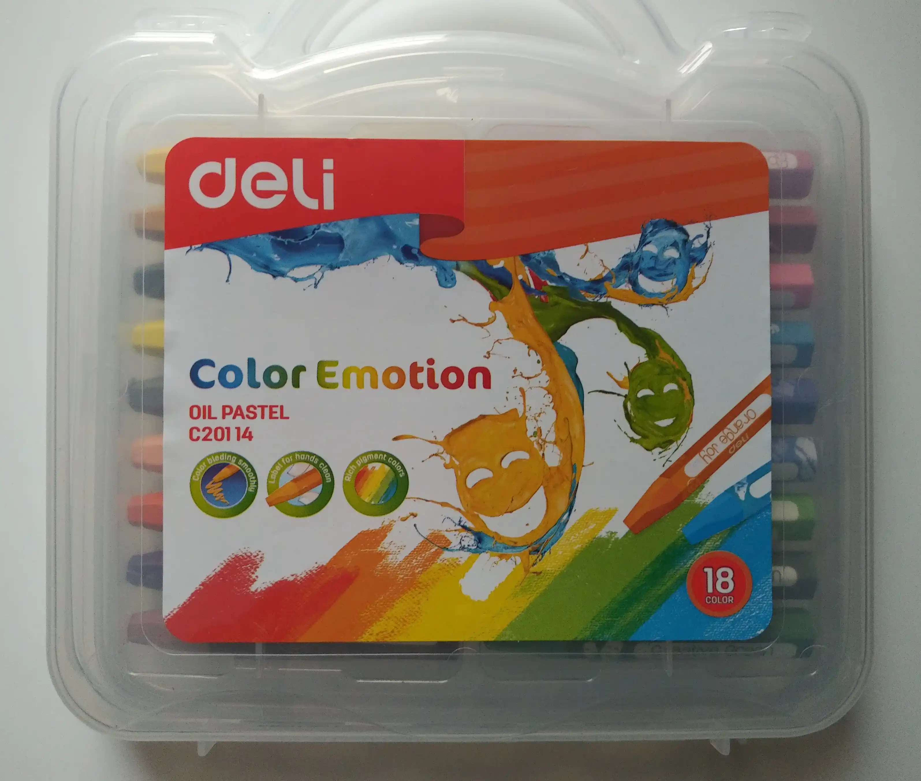 Pastel rangli bo'rlari Deli 20114, 18 ta rang 