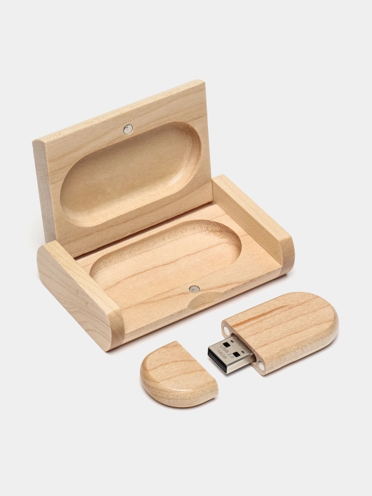 Деревянный USB флэш накопитель в подарочной коробке из бамбука 8, 16, 32 ГБ, 2.0 - 