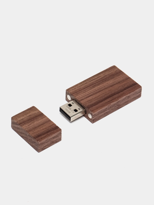 Yog'och korpusli flesh-karta USB 2.0 sovg'a qutisida, 8, 16, 32, 64 GB