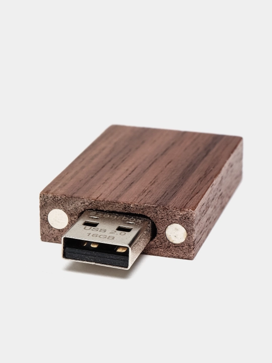 Yog'och korpusli flesh-karta USB 2.0 sovg'a qutisida, 8, 16, 32, 64 GB