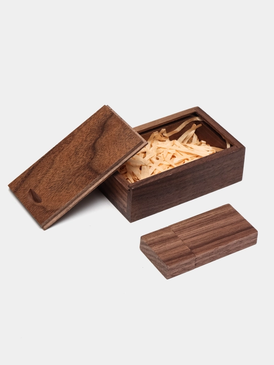 Yog'och korpusli flesh-karta USB 2.0 sovg'a qutisida, 8, 16, 32, 64 GB