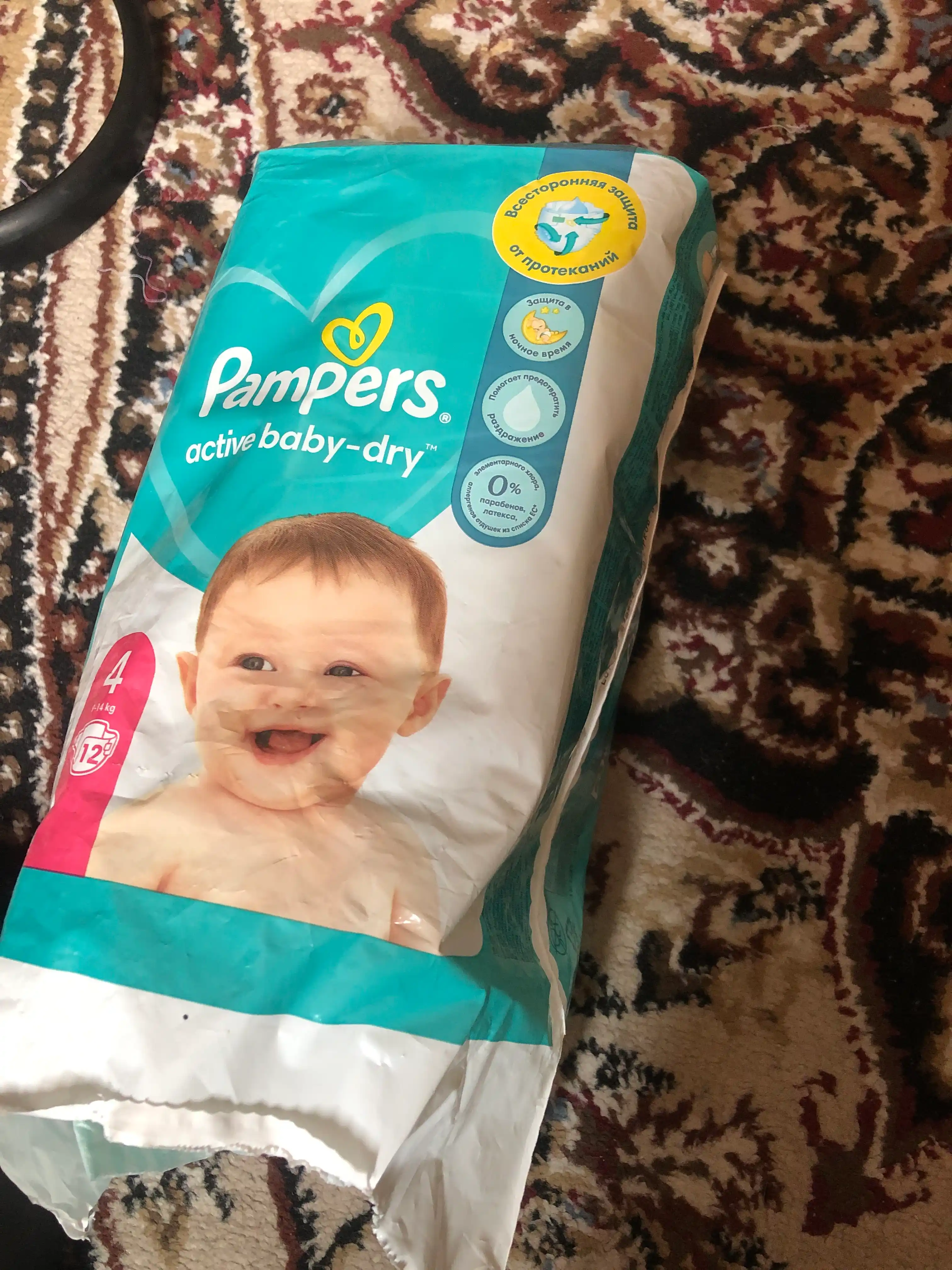 Подгузники для детей Pampers Active Baby 4 размер, 9-14 кг, 12 шт
