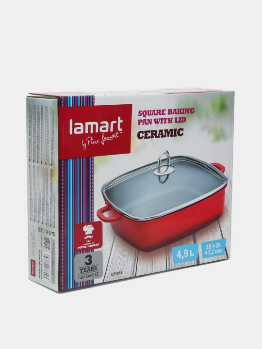 Жаровня со стеклянной крышкой Lamart LT1066 , 28 см
