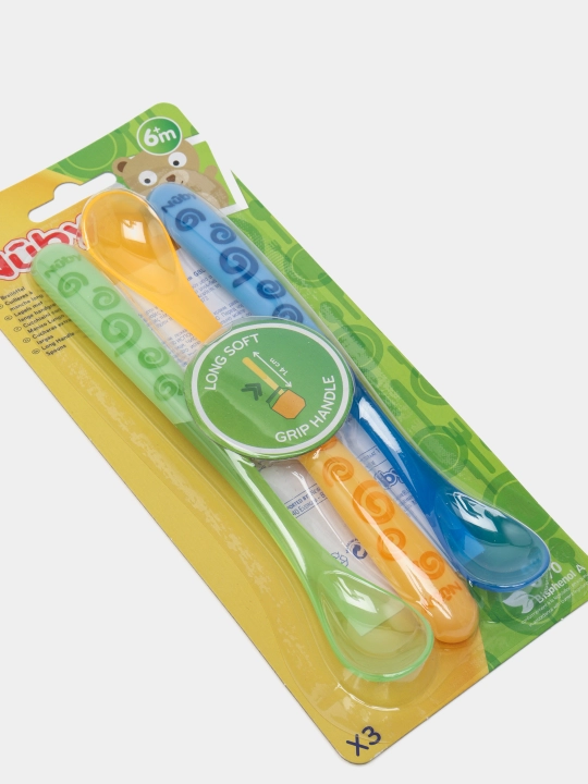 Ложечка Nuby, с изогнутой длинной ручкой, 3 шт