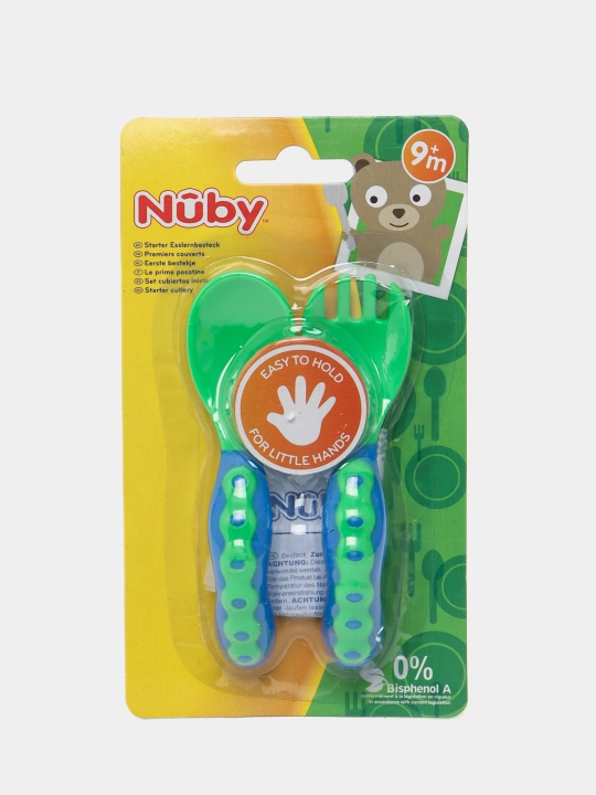 Детский набор ложка и вилка "Nuby Гусенички" - 