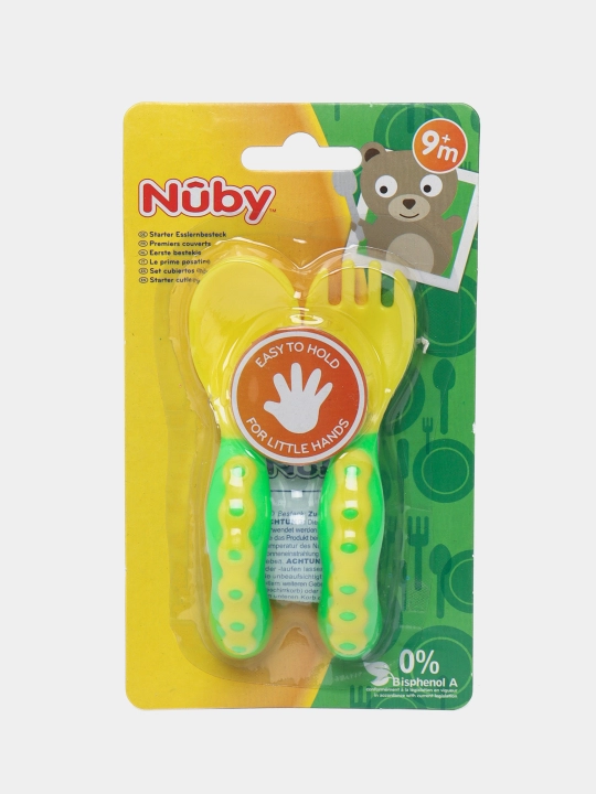 Детский набор ложка и вилка "Nuby Гусенички" - 
