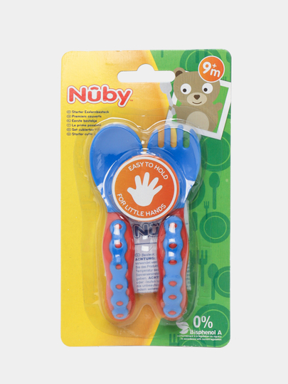 Детский набор ложка и вилка "Nuby Гусенички" - 