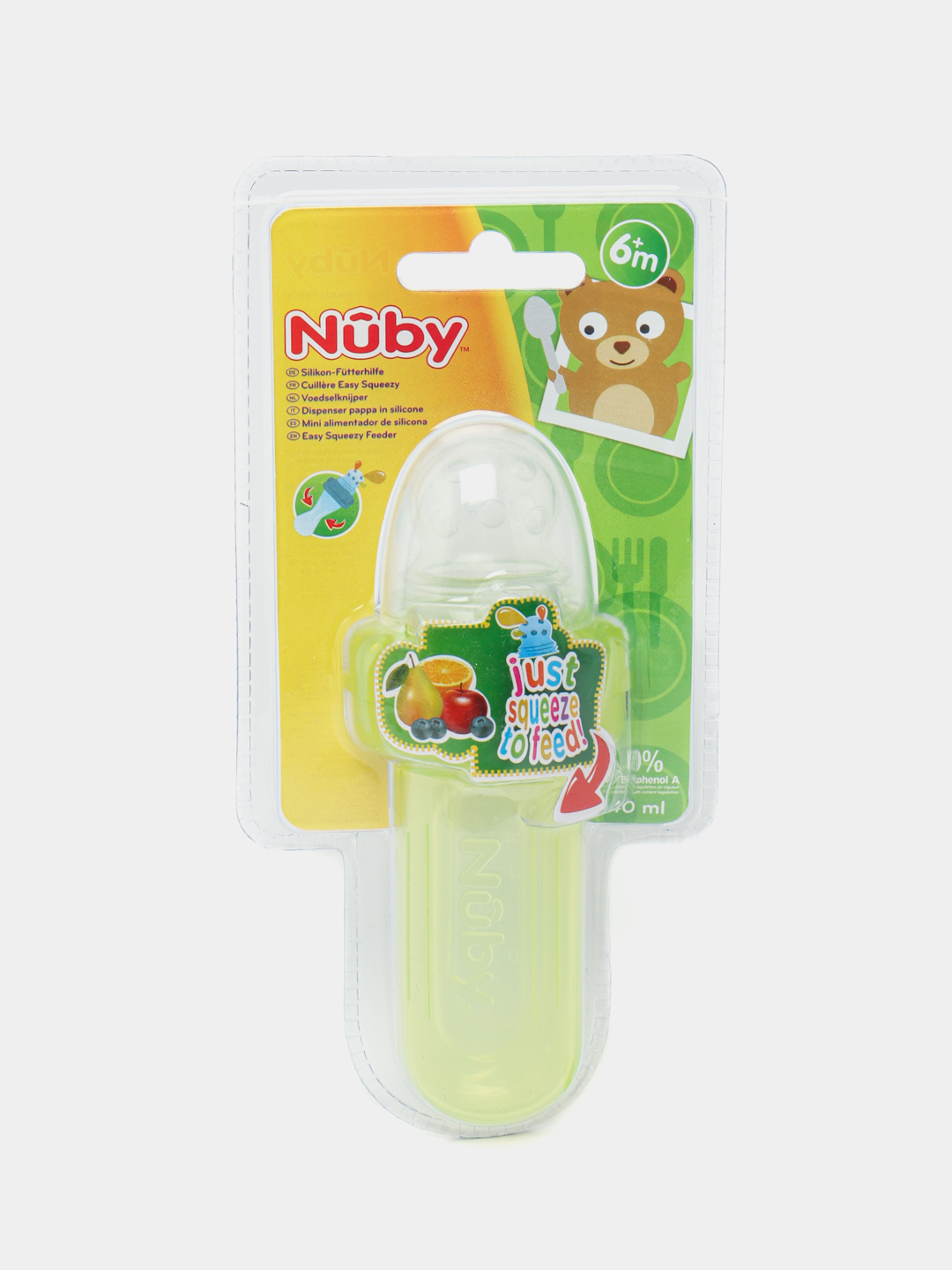 Рожок для первого прикорма Nuby Easy Squeezy ID5577, с крышкой, 40 мл - 