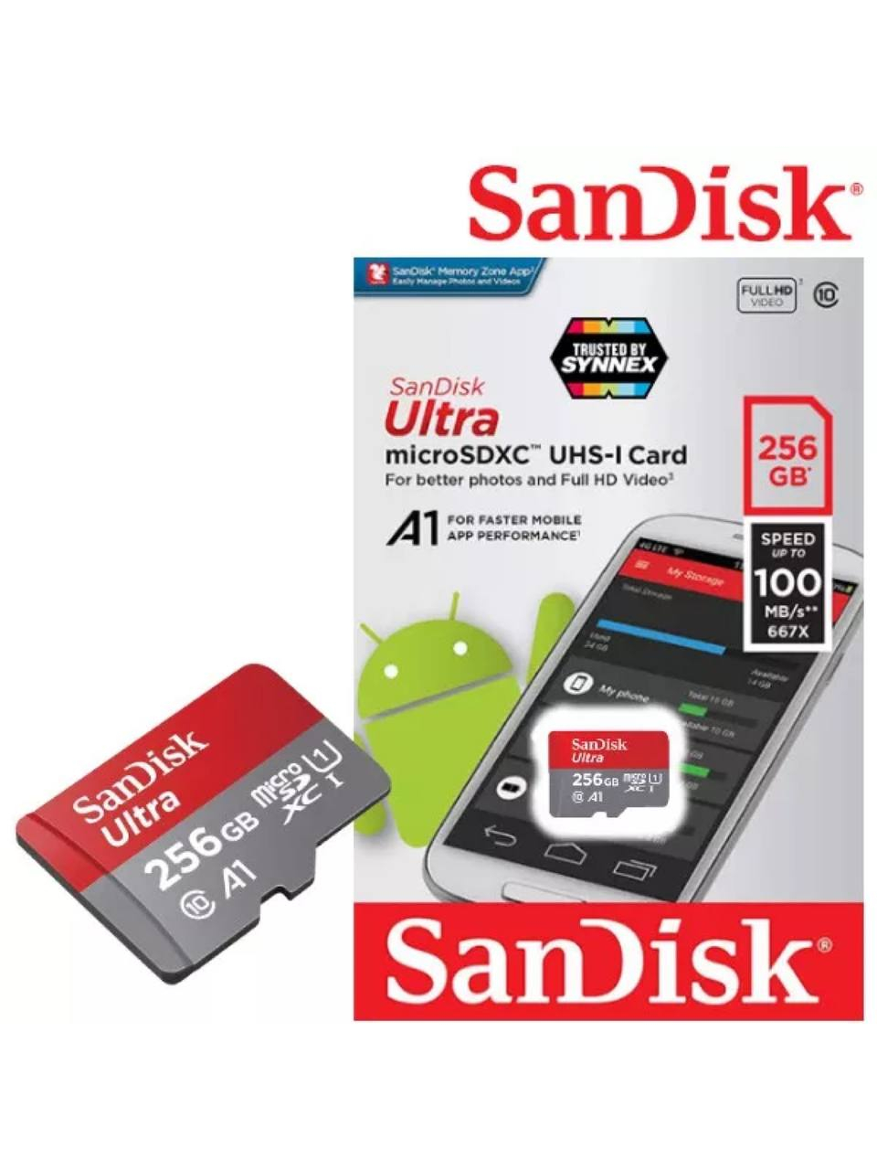 Флешка на телефон карта памяти microSD SanDisk Ultra, 256 ГБ купить по  низким ценам в интернет-магазине Uzum (152798)