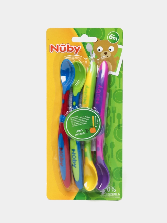 Набор ложек Nuby ID5574, с нескользящим покрытием, 4 шт - 