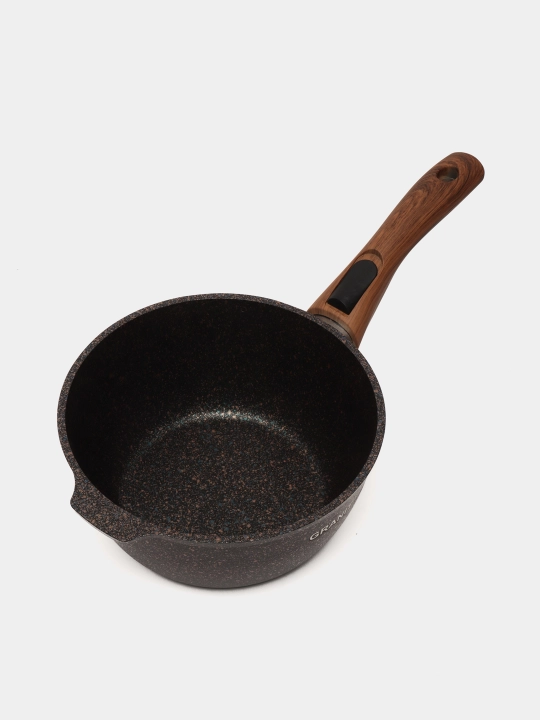Ковш Kukmara со съемной ручкой, стеклянный крышкой, АП линия Granit Ultra, 2.2 л, blue