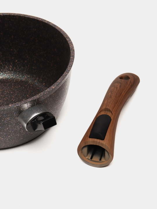 Ковш Kukmara со съемной ручкой, стеклянный крышкой, АП линия Granit Ultra, 2.2 л, blue