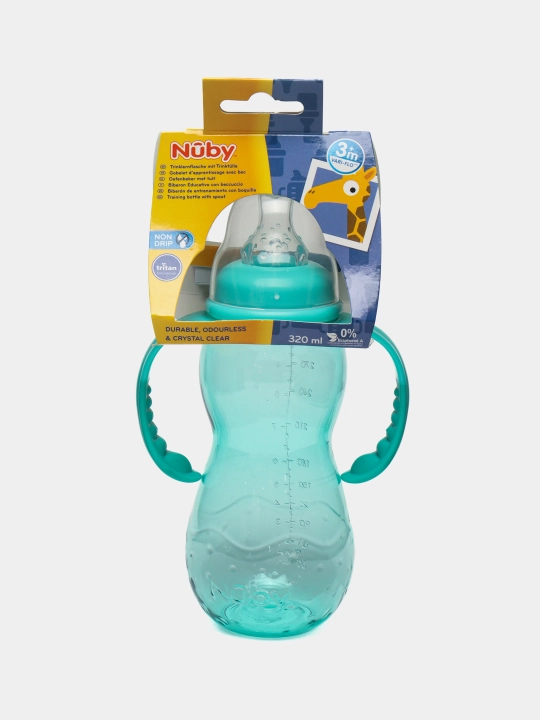 Бутылочка обучающая Nuby Tritan, с соской и ручками, 320 мл, NV03002 - 
