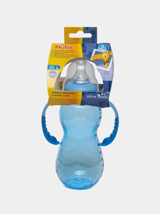 Бутылочка обучающая Nuby Tritan, с соской и ручками, 320 мл, NV03002 - 