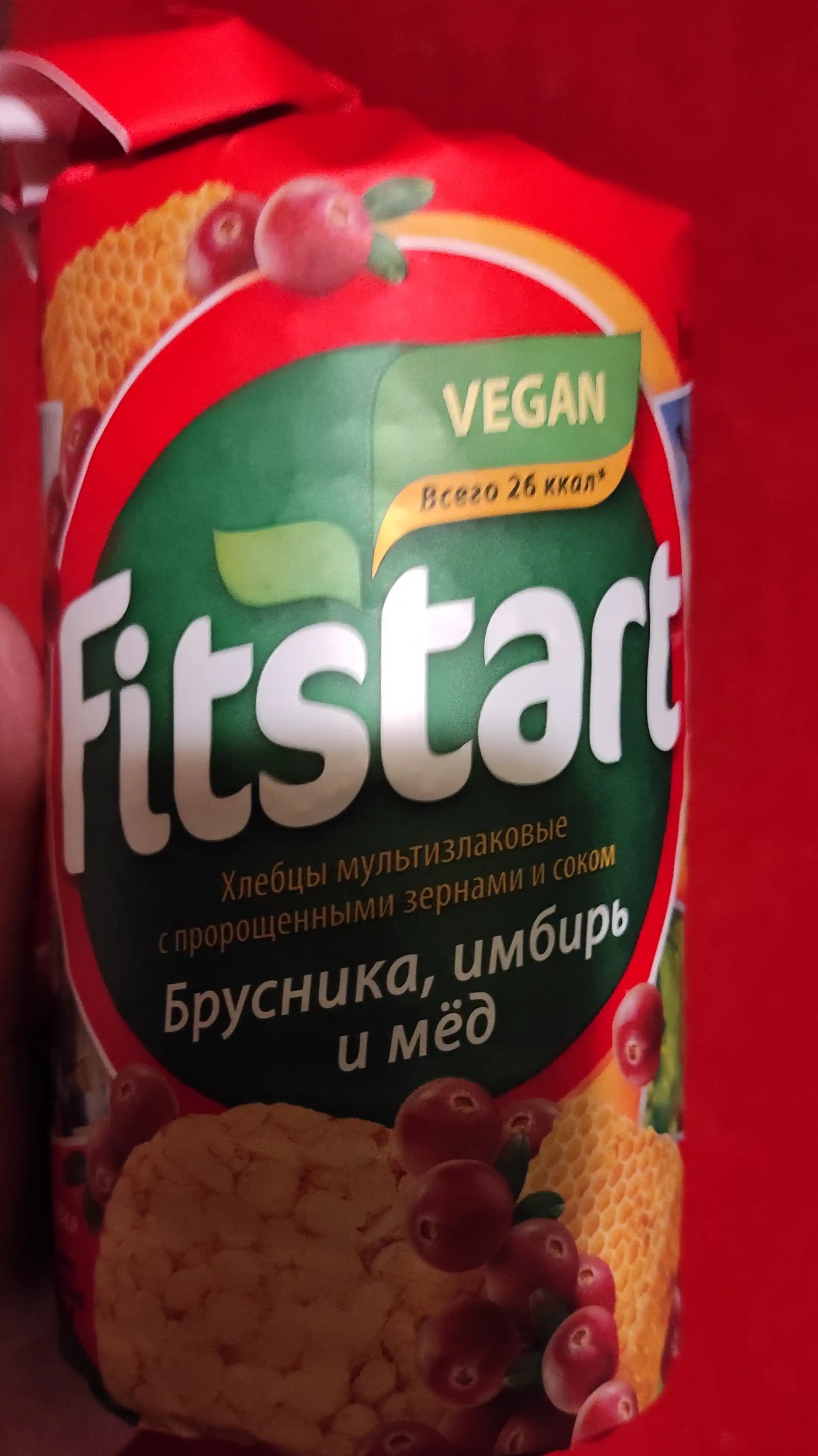 Хлебцы Fitstart мультизлаковые Брусника, Имбирь и Мёд, 100гр