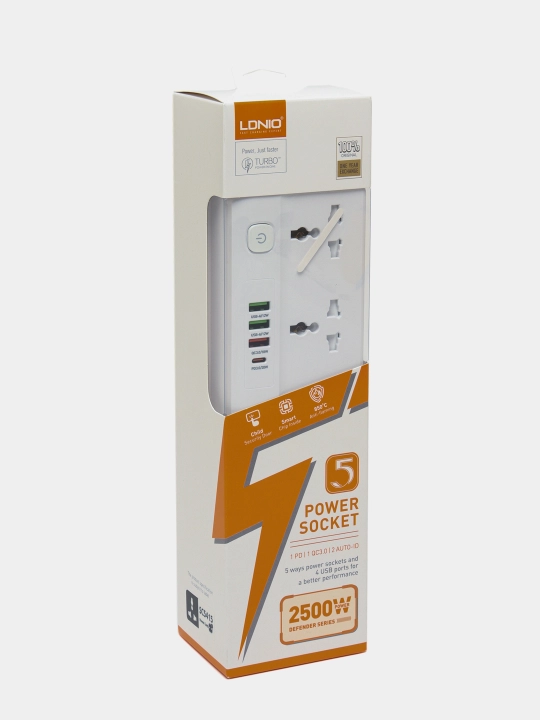 Сетевой фильтр пилот удлинитель, 5 евро-розеток 2 USB по 12W-2.4A Quick Charge 3.0