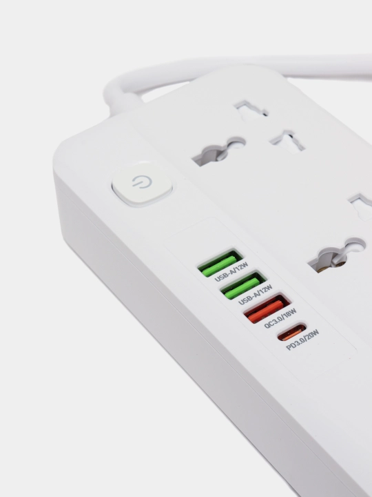 Сетевой фильтр пилот удлинитель, 5 евро-розеток 2 USB по 12W-2.4A Quick Charge 3.0