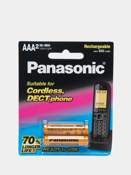 Radiotelefon batareyasi Panasonic AAA, 2 dona, uy telefoni uchun batareyalar - 