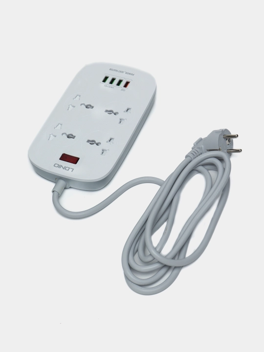 Сетевой фильтр пилот удлинитель LDNIO SC4407, 4 розетки, 2 м, с/з, 10А 2500 Вт
